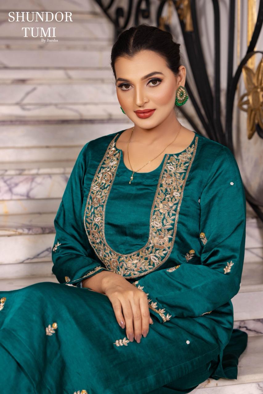 Green Handcrafted Party Dress