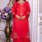 royal scarlet hand embroidered stonework set