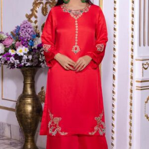 royal scarlet hand embroidered stonework set